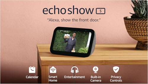 Amazon Echo Show 5 (3rd Gen, 2023 release) | Smart display with 2x the bass and clearer sound | Charcoal