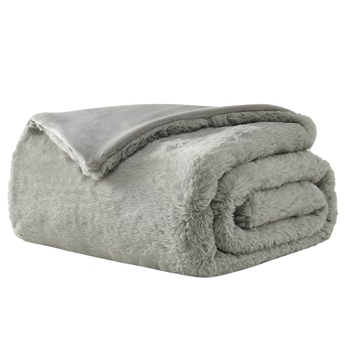 UGG 16802 Euphoria Plush Faux Fur Reversible Throw Blanket for Luxury Hotel Style Couch or Bed Blankets Cozy Machine Washable Luxurious Fuzzy Fluffy Sofa Throws, 70 x 50-Inch, Charcoal