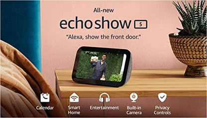 Amazon Echo Show 5 (3rd Gen, 2023 release) | Smart display with 2x the bass and clearer sound | Charcoal