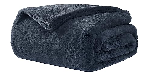 UGG 16802 Euphoria Plush Faux Fur Reversible Throw Blanket for Luxury Hotel Style Couch or Bed Blankets Cozy Machine Washable Luxurious Fuzzy Fluffy Sofa Throws, 70 x 50-Inch, Charcoal