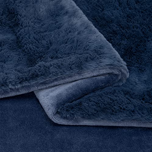 UGG 16802 Euphoria Plush Faux Fur Reversible Throw Blanket for Luxury Hotel Style Couch or Bed Blankets Cozy Machine Washable Luxurious Fuzzy Fluffy Sofa Throws, 70 x 50-Inch, Charcoal