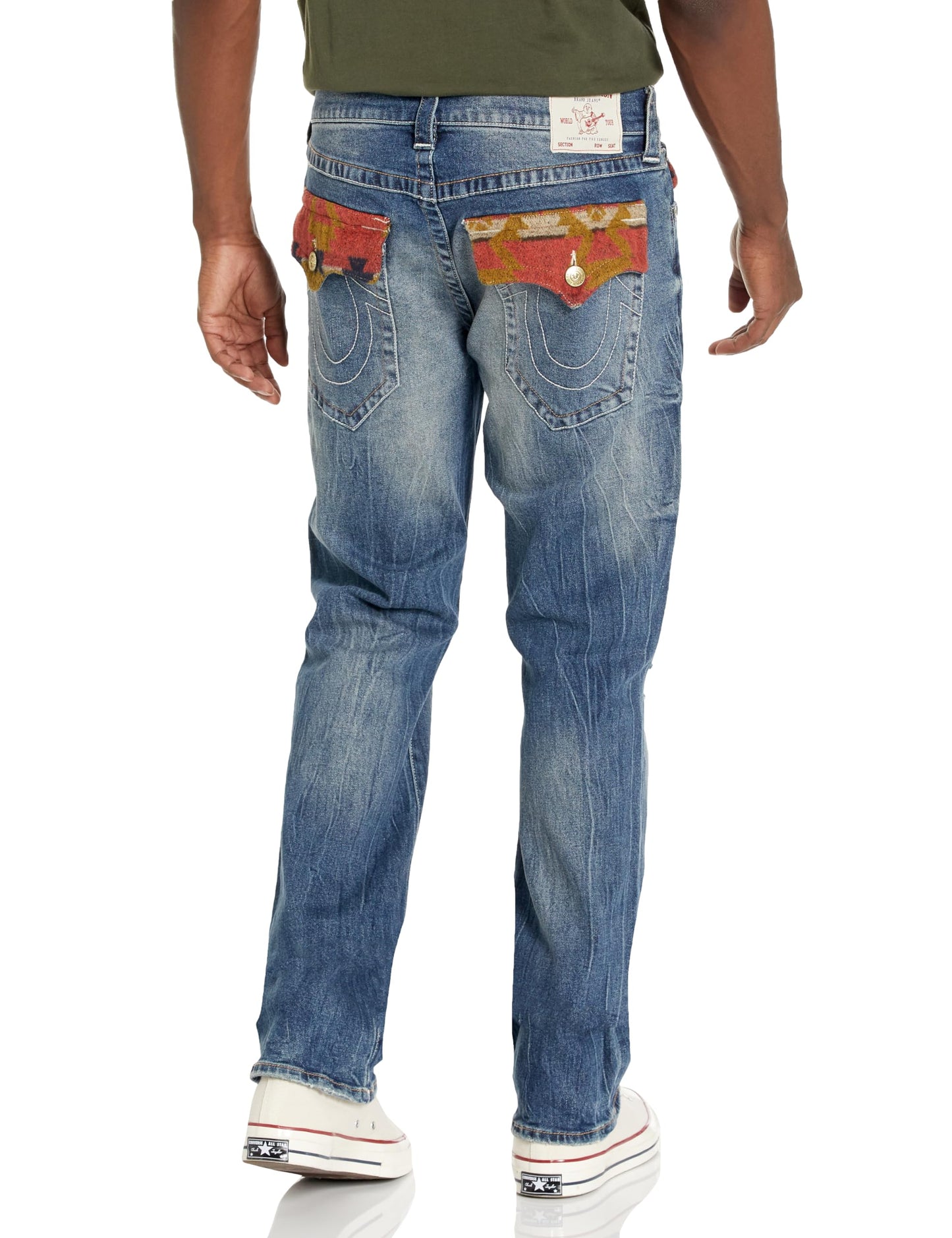 True Religion Men's Ricky Straight Jean Southwestern Trim