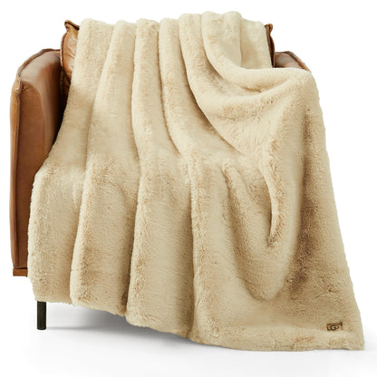 UGG 16802 Euphoria Plush Faux Fur Reversible Throw Blanket for Luxury Hotel Style Couch or Bed Blankets Cozy Machine Washable Luxurious Fuzzy Fluffy Sofa Throws, 70 x 50-Inch, Charcoal