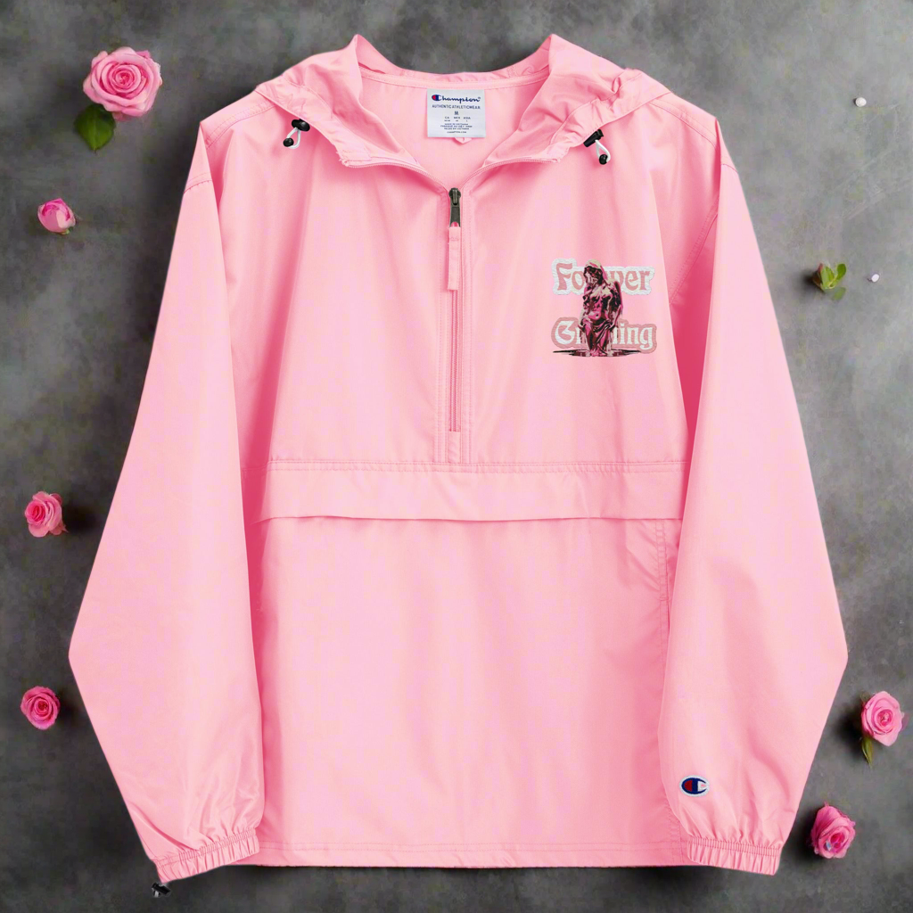 Forever Grinding *(Champion) Light Pink Embroidered Packable Jacket