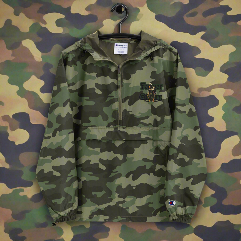 Forever Grinding *(Champion) Olive Green Camo Packable Jacket