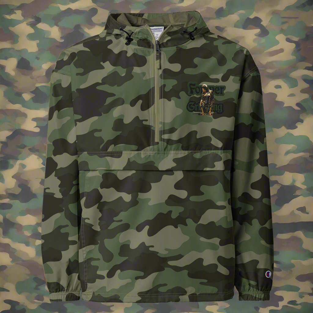 Forever Grinding *(Champion) Olive Green Camo Packable Jacket