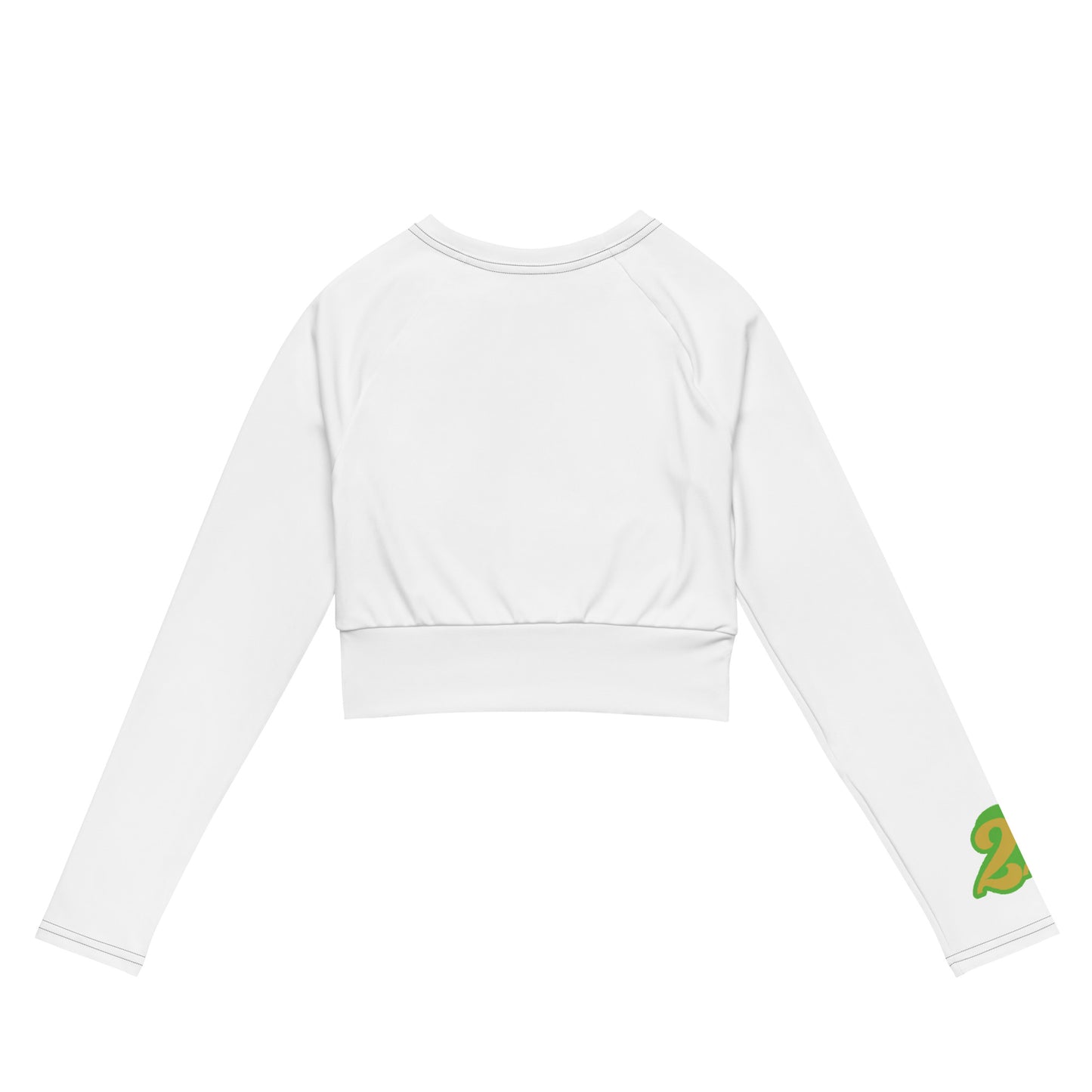 Forever Grinding White/Green Long-sleeve crop top Women